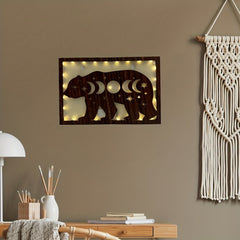 Timing Function LED Bear Shape Lamp Retro Wooden Home Decoration