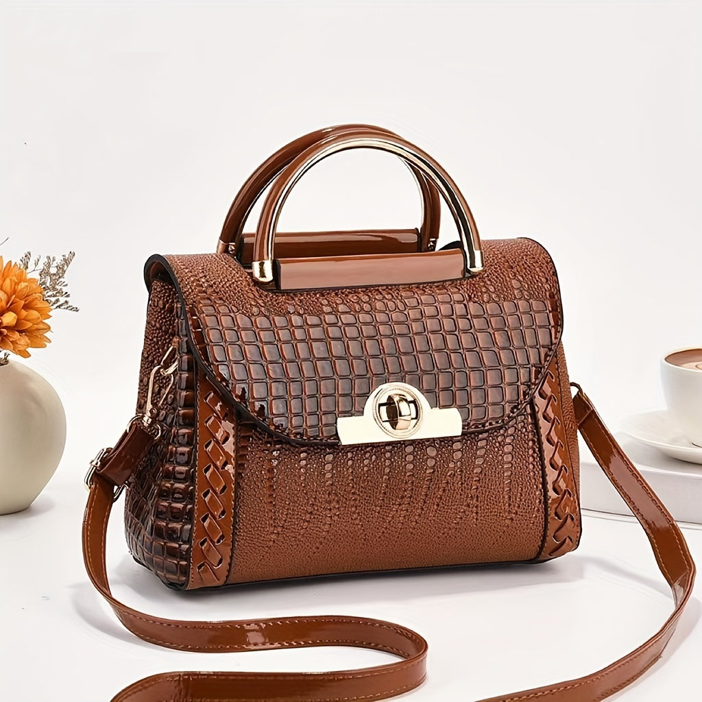 Mini Croc Pattern Shoulder Bag for Women