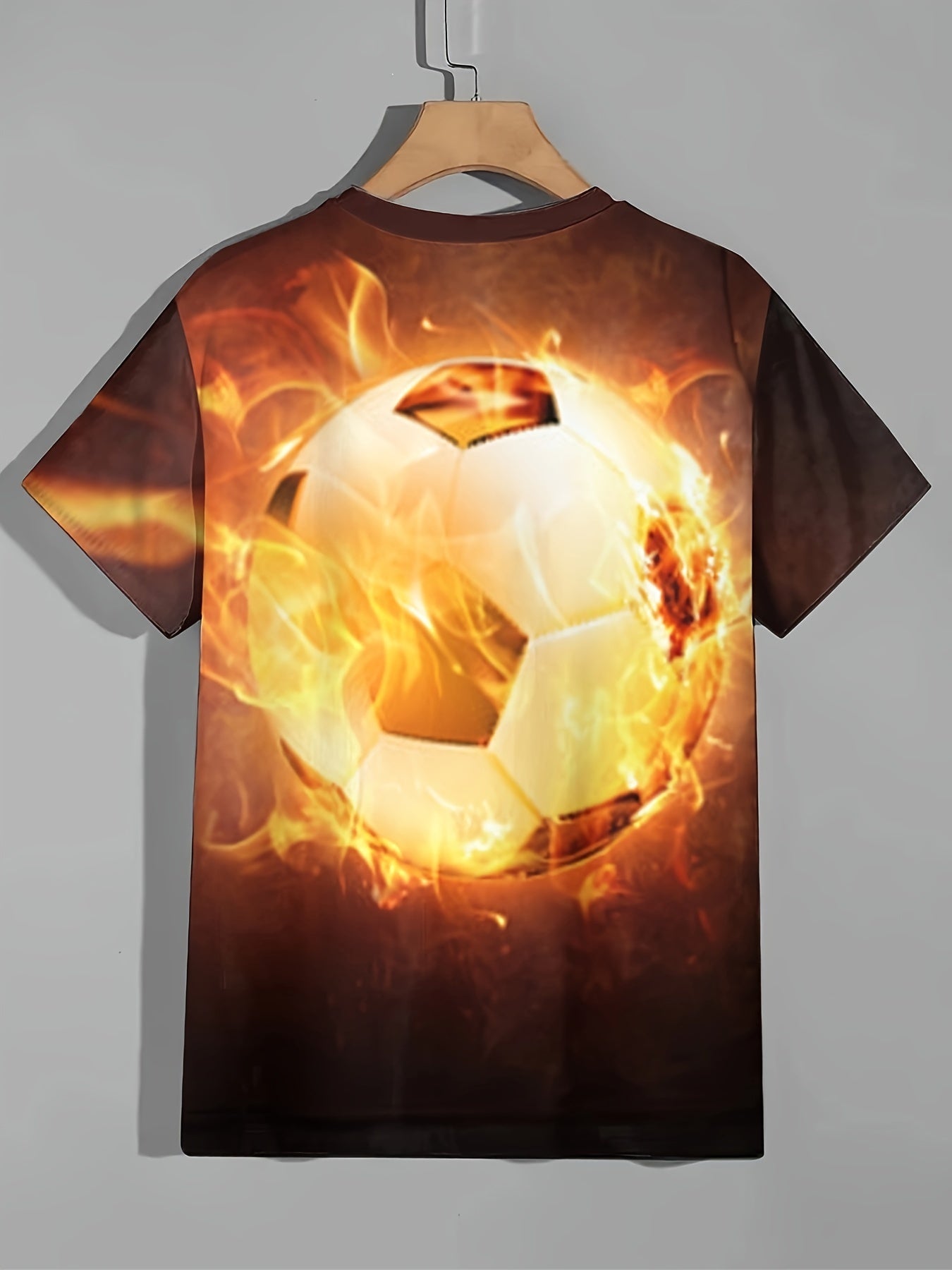 Boy's 3D Print Soccer T-shirt Round Neck Casual Top