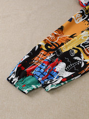  Pop Art Print Joggers Elastic Waist Medium Stretch