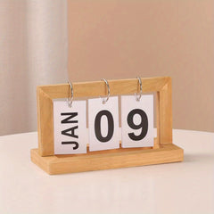 Wooden Flip Page Perpetual Calendar for Home Decor & Desk