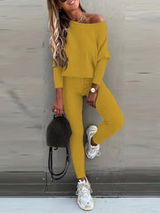 Solid Sports Two piece Set Long Sleeve Hoodies & Striped Pants