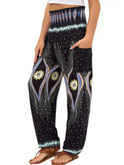 Geometric Print Harem Trousers