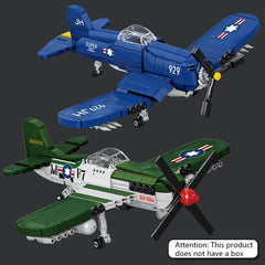 562pcs Propeller Airplane Building Blocks Vintage Fighter Model DIY Puzzle Toy