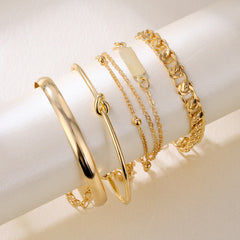 Golden Alloy Twist Print Bracelet Charms Jewelry Gift Birthday For Her