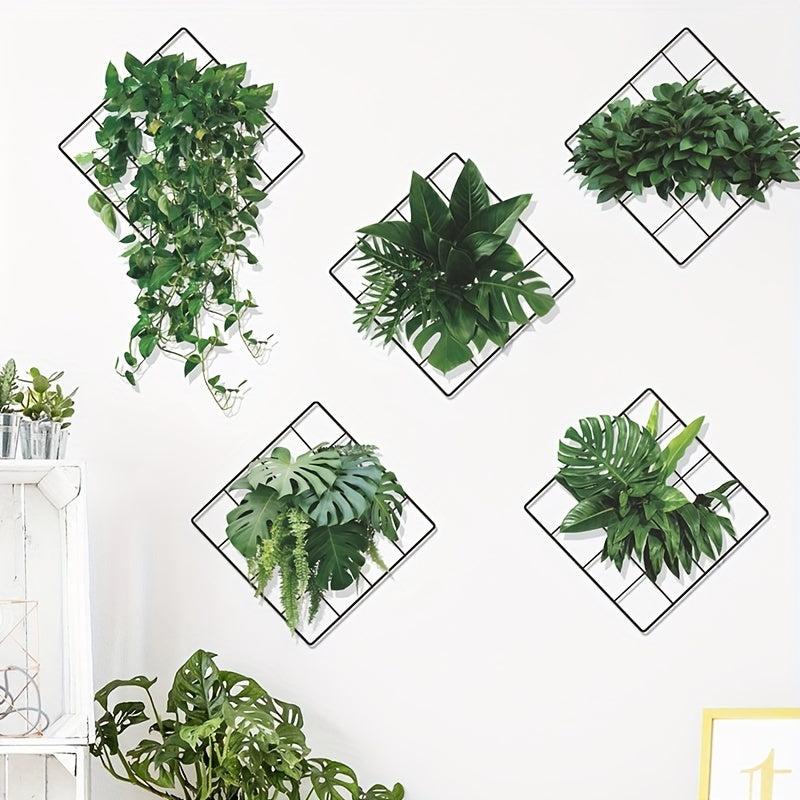 6pcs Mesh Green Pothos Wall Stickers PVC Self-adhesive