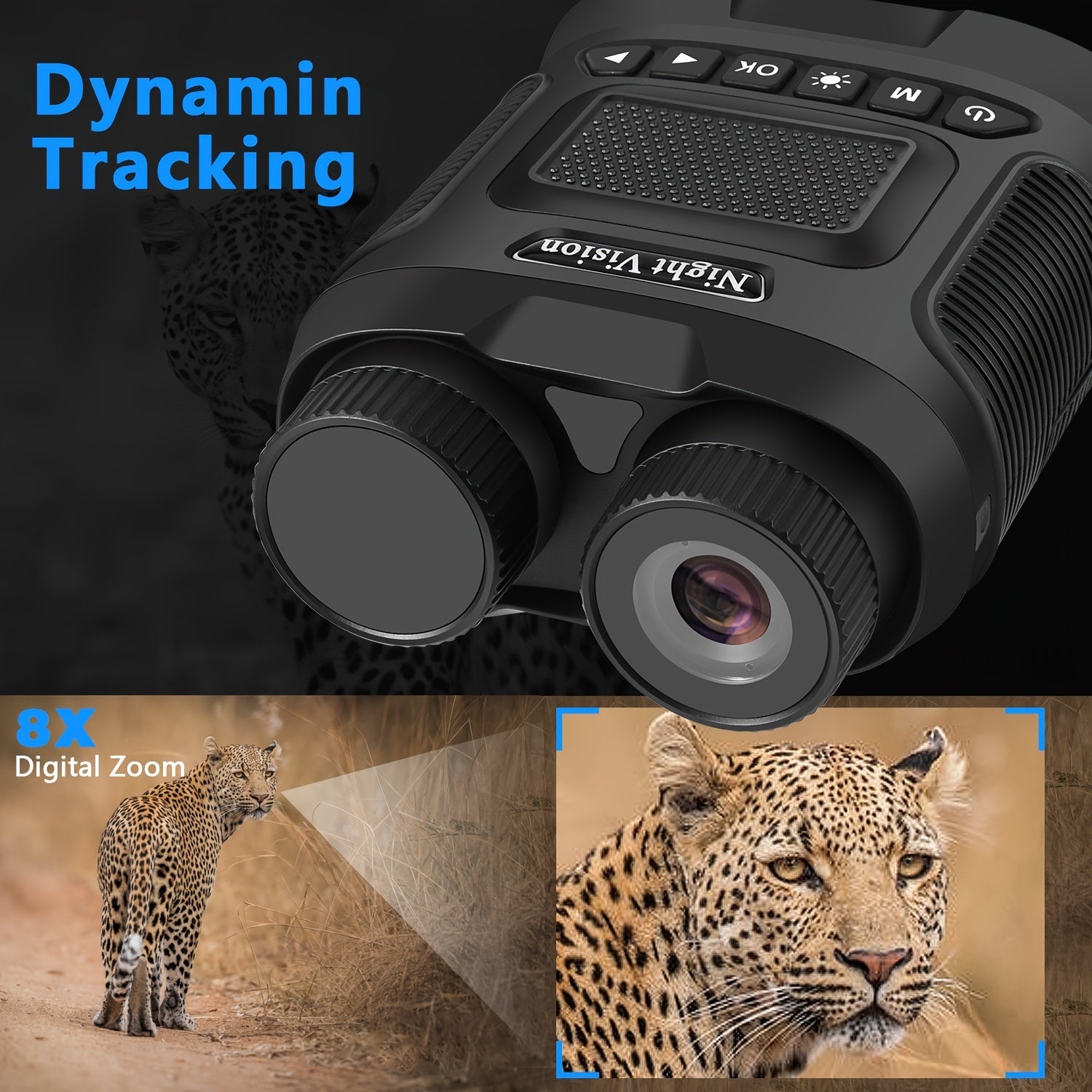 8X Binoculars Night Vision Device, See 300 Meters, Outdoor Camping