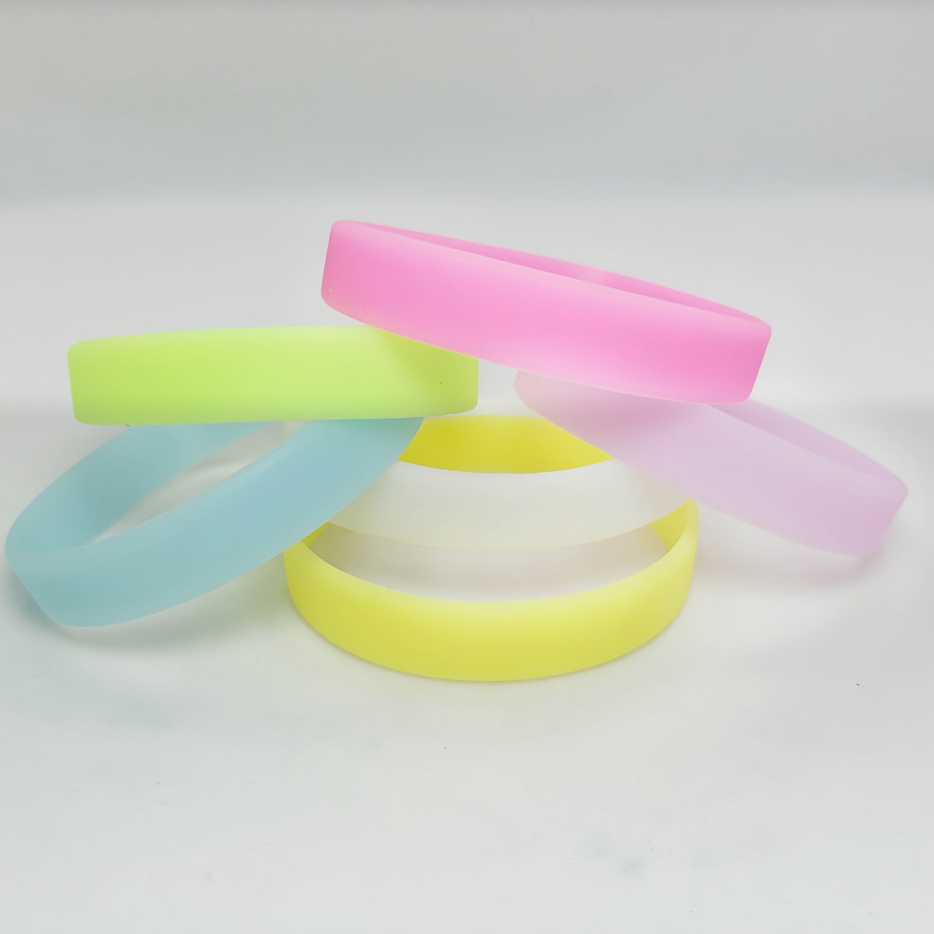 6 Pcs Solid Luminous Silicone Bracelet for Party