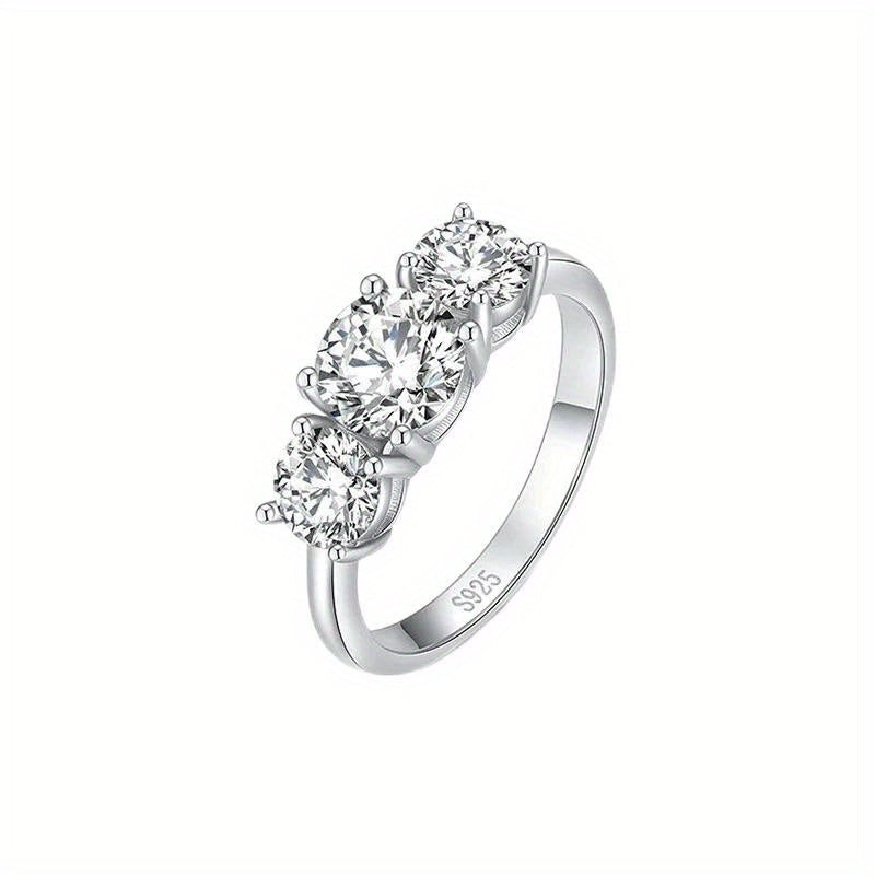 Three Stone 2.4 Moissanite Ring S925 Sterling Silver