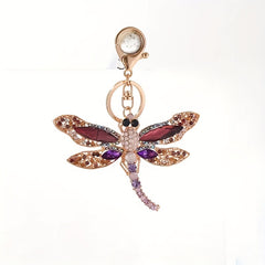 Dragonfly Keychain Rhinestone Animal Metal Key Ring Purse Bag Car Ornament