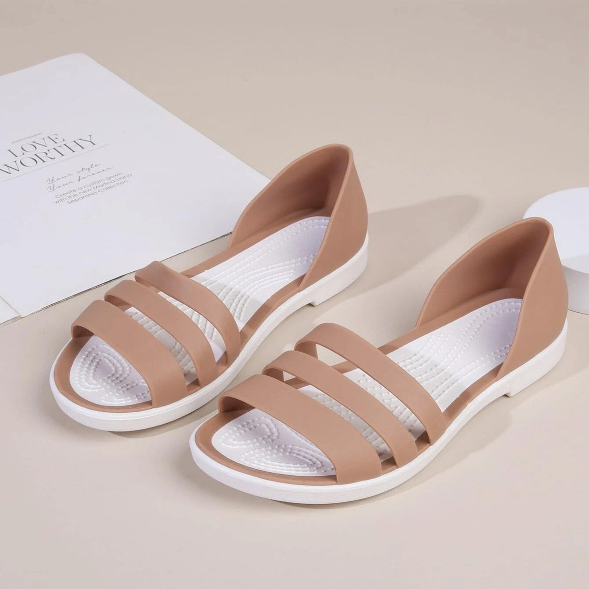 Women's Minimalist Flat Sandals Open Toe PVC Beach Slides