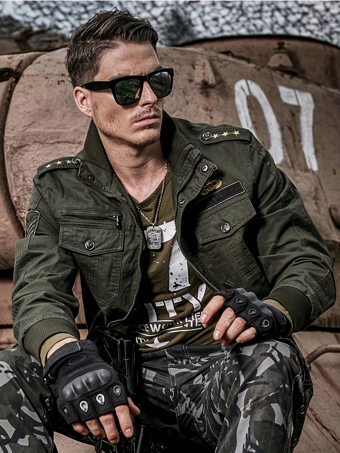 Casual Cotton Cargo Jacket Men's Outdoor