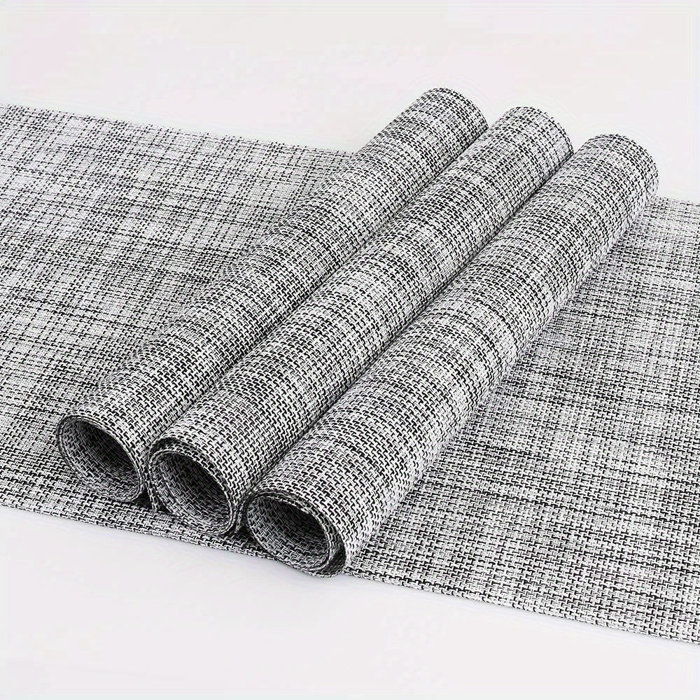 4pcs PVC Placemats Non Slip Washable Vinyl Placemats Style Plaid Pads
