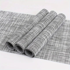 4pcs PVC Placemats Non Slip Washable Vinyl Placemats Style Plaid Pads