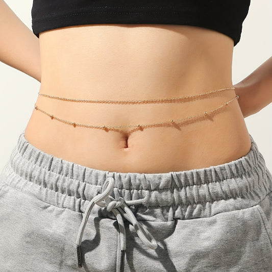 Layered Belly Body Chain Metal Bead Waist Chain Summer Beach Jewelry