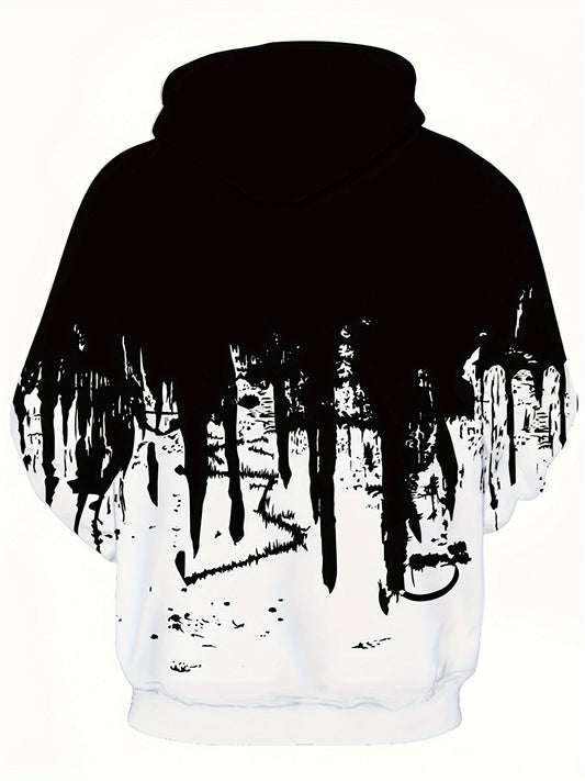 Graffiti Print Hoodies Men Graphic Hoodie Kangaroo Pocket Loose Pullover