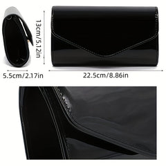 Glossy Envelope Chain Crossbody Bag PU Leather Shoulder Bag