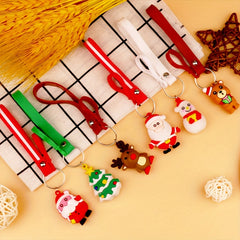1pc Cartoon Silicone Christmas Keychain Family Party Small Gift