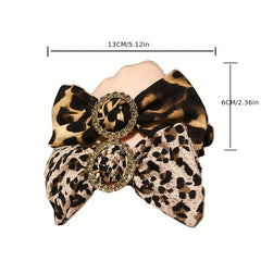 Rhinestone Ring Decor Leopard Bow Scrunchies Hair Ties