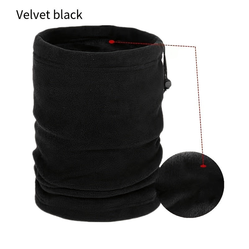 Polar Fleece Neck Cover With Drawstring Adjustable Elastic - Warm & Cold Proof