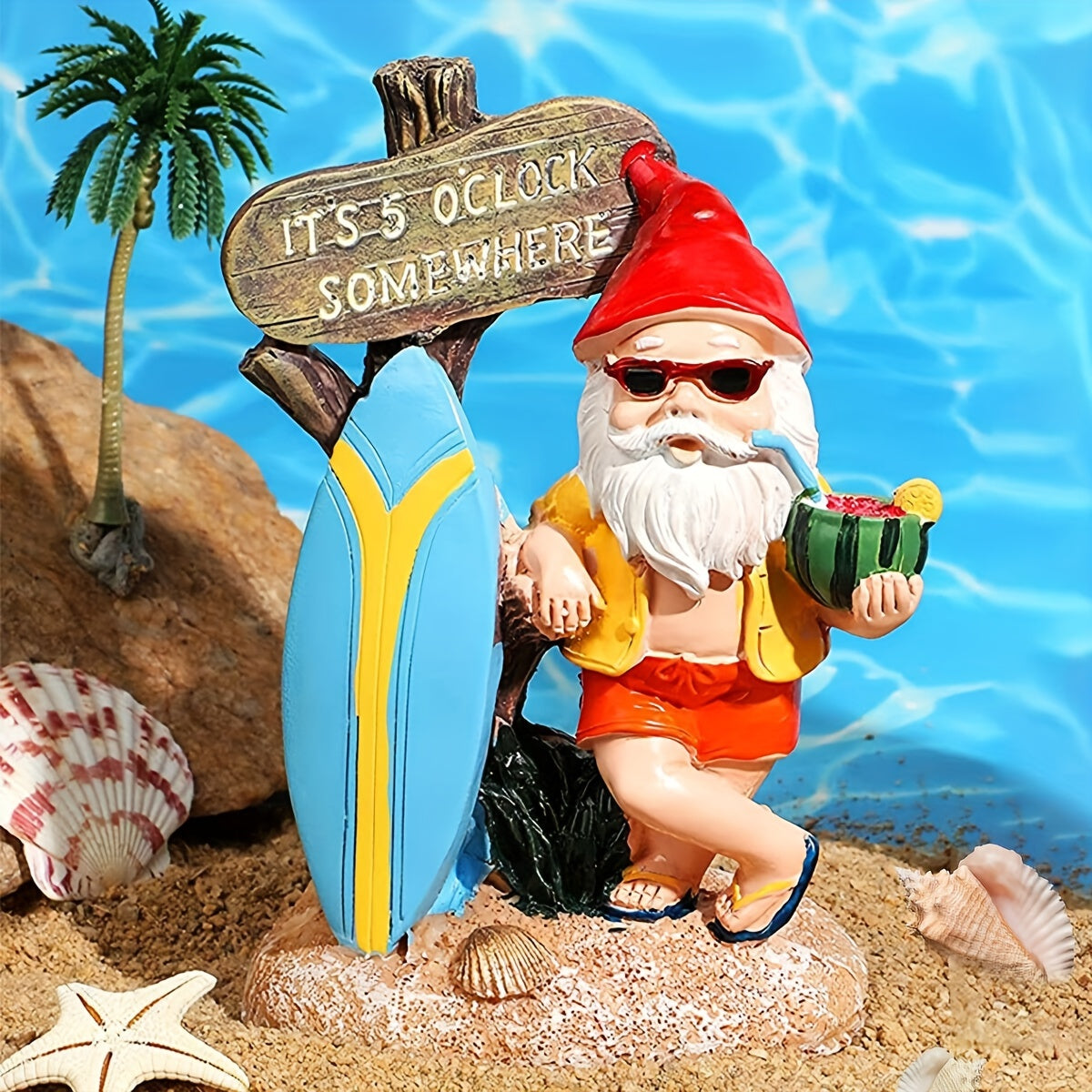 Beach Gnome Statue for Outdoor and Indoor Decor