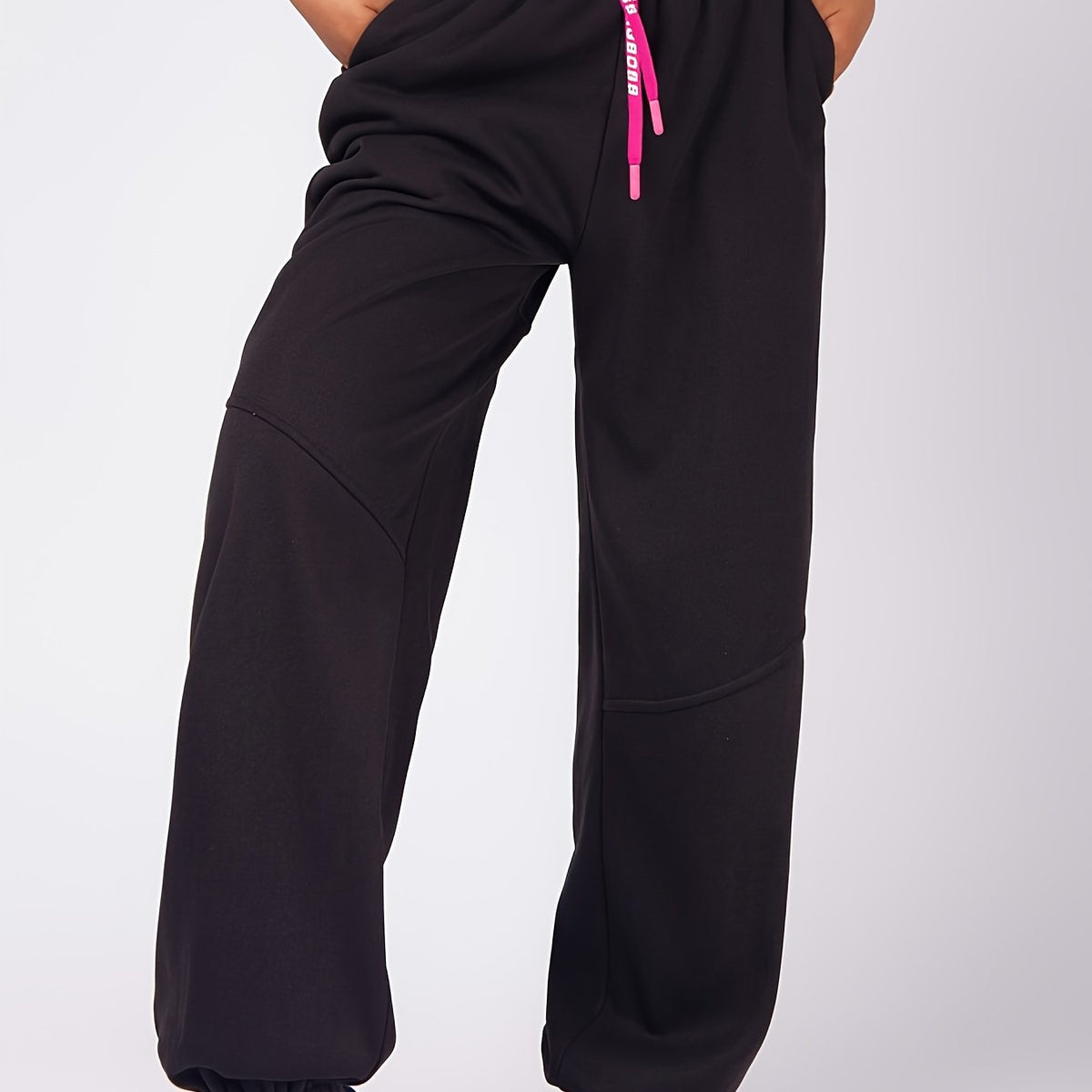  Casual Pants Women's Plus Solid Elastic Drawstring Slight Stretch