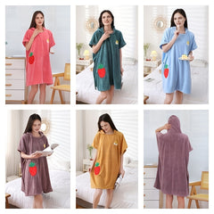 Strawberry Pattern Coral Velvet Bath Skirt for Adults