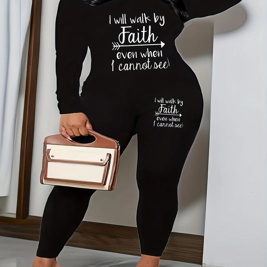  Slogan Print Top & Leggings Set