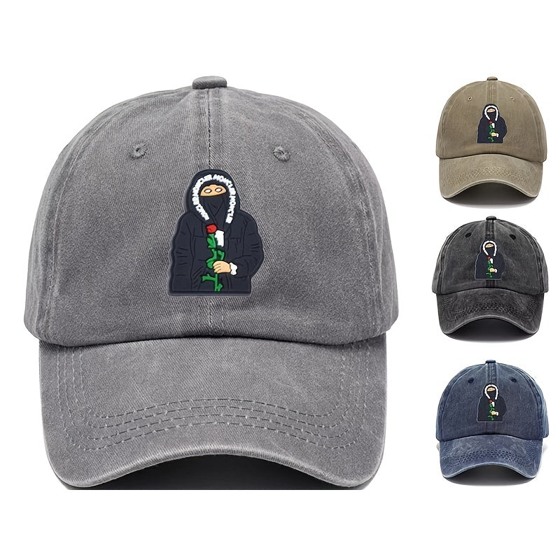 Cartoon Retro Letter Embroidered Sunscreen Baseball Cap