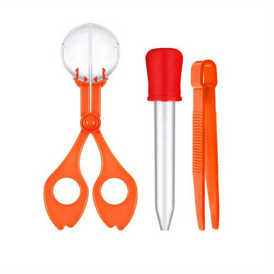 3 Fine Sports Skill Toys Insect Scissors, Tweezers, Dropper Catcher Tool