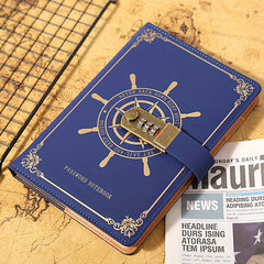 Sailor Sailing Password Notebook With Lock PU Leather 200 Pages