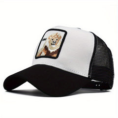Lion Embroidery Patch Baseball Cap Mesh Trucker Hat Adjustable Sport