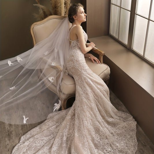 Vintage Floral Bridal Wedding Hair Veil with Comb