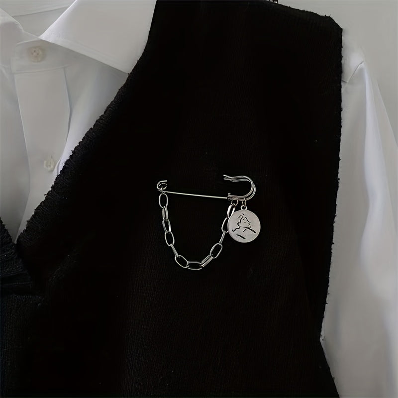 Minimalist Tassel Chain Brooch Pin Clothes Accessories