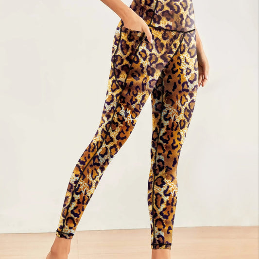 Leopard Print Yoga Pants High Elastic Leggings With Pocket