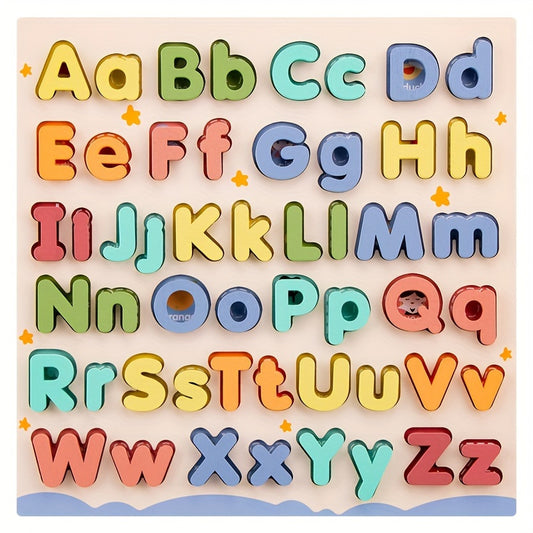 Wooden Letter Puzzle Board 52 Uppercase & Lowercase Letters Toy for Kids