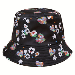 Flower Print Fisherman Hat Wide Brim Bucket Hat For Men
