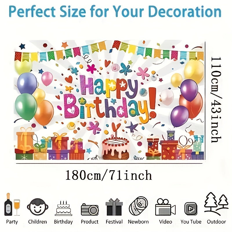 Rainbow Happy Birthday Banner Backdrop Large Yard Sign