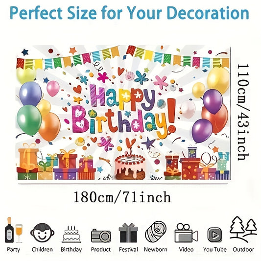 Rainbow Happy Birthday Banner Backdrop Large Yard Sign