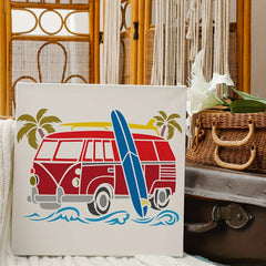 Reusable Surf Car Stencils Palm Trees Wave Painting Stencils