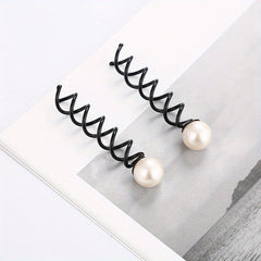 2pcs Spiral Hair Bun Maker Faux Pearl Hair Pin for Women Girls W