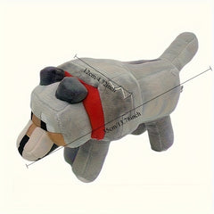 Gray Wolf Plush Toy with Red Bow Soft Stuffed Animal