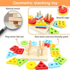 Wooden Sorting And Stacking Toy Shape Sorter Toddlers Montessori