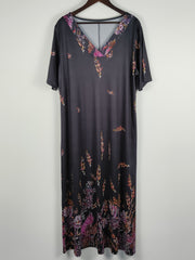 Women's Plus Floral Print V-Neck Maxi Dress