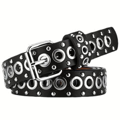 Punk Style Rivet Belt Hollow Air Eye Belt for Men and Women