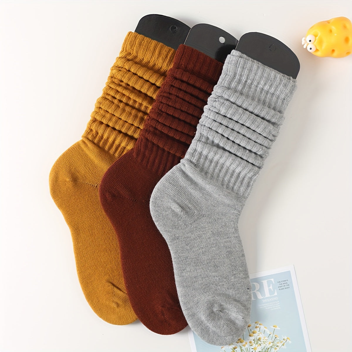 3 Pairs Comfy & Soft Solid Socks Women's Stockings