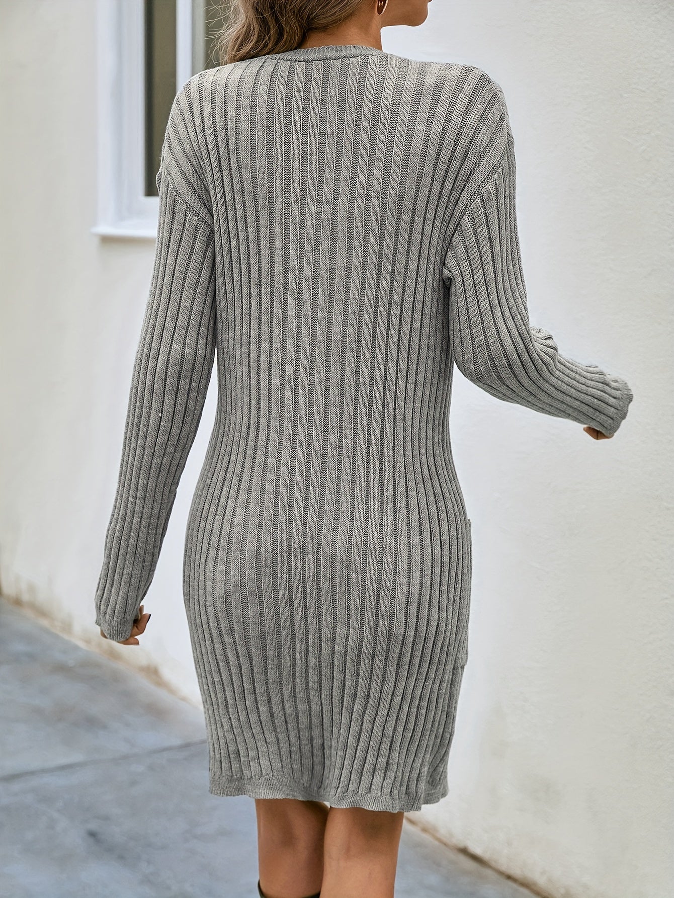  Open Front Ribbed Cardigan with Pockets