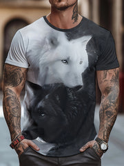 Wolf 3D Digital Pattern Men's Graphic T-shirt Short Sleeve Tops