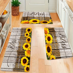 Sunflower Print Kitchen Mat Anti Slip Absorbent Bath Mat