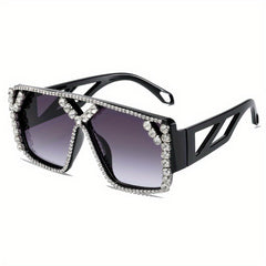 Y2K Oversized Square Sunglasses Rhinestone Gradient UV400